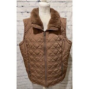 Calvin Klein Plus Size Faux-Fur-Trimmed Quilted Puffer Vest Size 2X